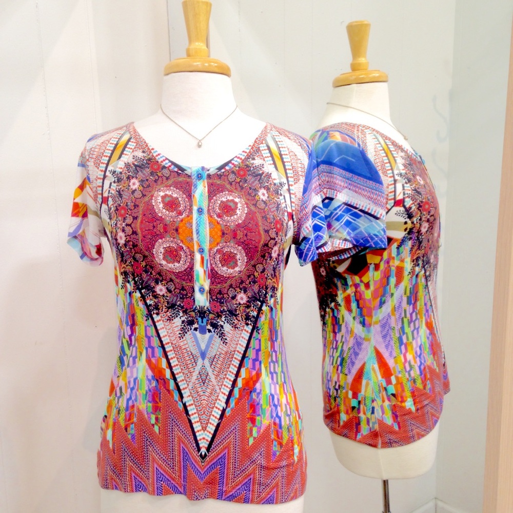 SOLD Robert Graham Kaleidoscope Henley Tee